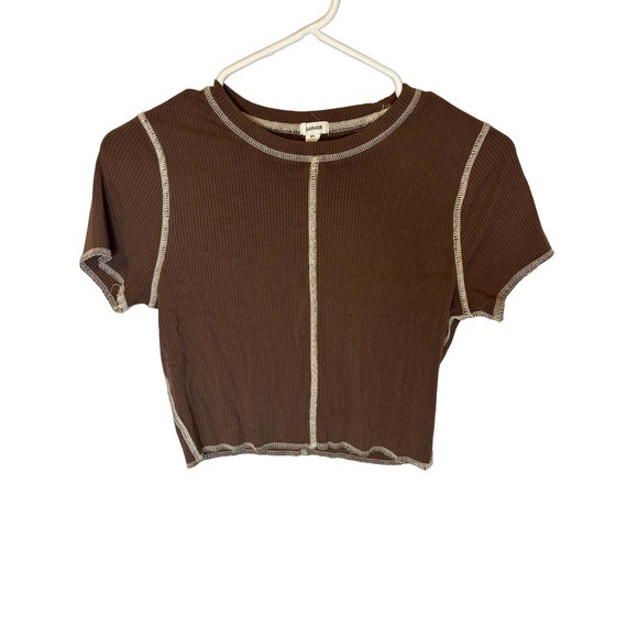 Garage Tops - Garage Brown Stretch Crop Size Large Runs Small